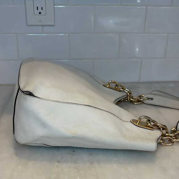 Michael Kors Bag Purse Handbag Lily Saffiano Leather Gold Chain Tote Shoulder - Picture 7 of 16